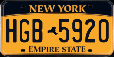 NY license plate HGB5920