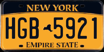 NY license plate HGB5921