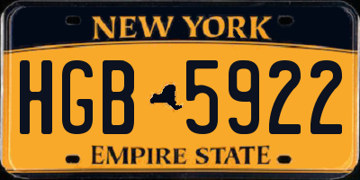 NY license plate HGB5922