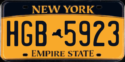 NY license plate HGB5923