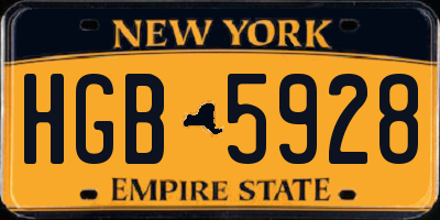 NY license plate HGB5928