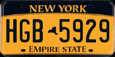 NY license plate HGB5929