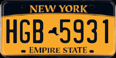 NY license plate HGB5931