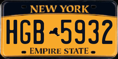 NY license plate HGB5932