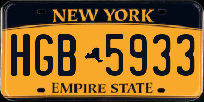 NY license plate HGB5933