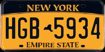 NY license plate HGB5934
