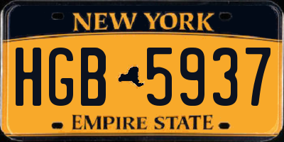NY license plate HGB5937