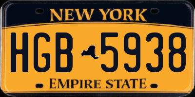 NY license plate HGB5938