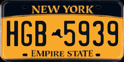 NY license plate HGB5939