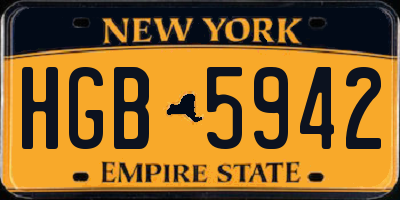 NY license plate HGB5942