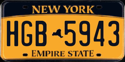 NY license plate HGB5943