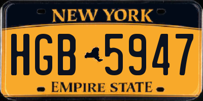 NY license plate HGB5947