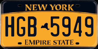 NY license plate HGB5949