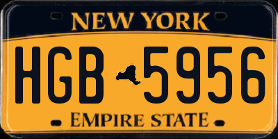 NY license plate HGB5956