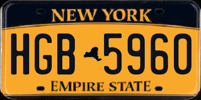 NY license plate HGB5960