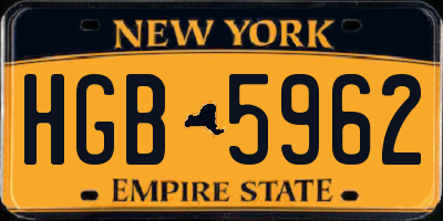 NY license plate HGB5962