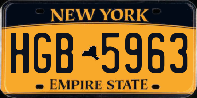NY license plate HGB5963