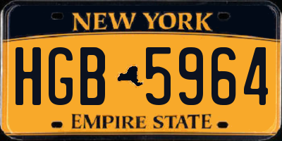 NY license plate HGB5964