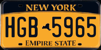 NY license plate HGB5965