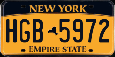 NY license plate HGB5972