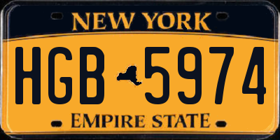 NY license plate HGB5974