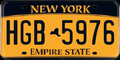 NY license plate HGB5976