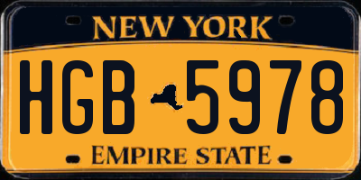 NY license plate HGB5978
