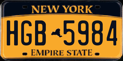 NY license plate HGB5984