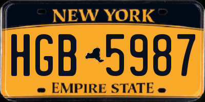 NY license plate HGB5987