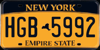 NY license plate HGB5992