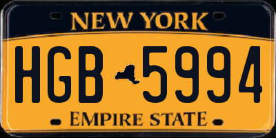 NY license plate HGB5994