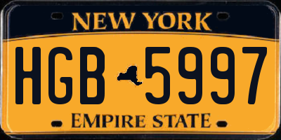 NY license plate HGB5997