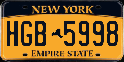 NY license plate HGB5998