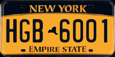 NY license plate HGB6001