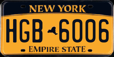 NY license plate HGB6006