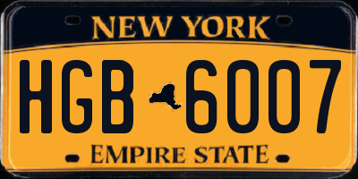 NY license plate HGB6007