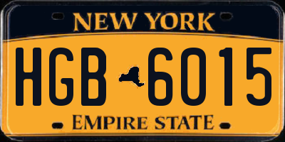 NY license plate HGB6015