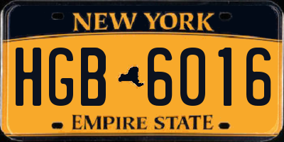 NY license plate HGB6016