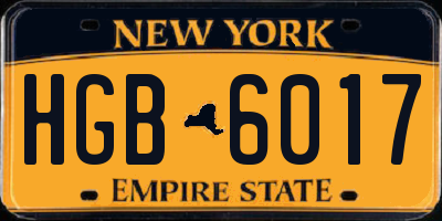 NY license plate HGB6017