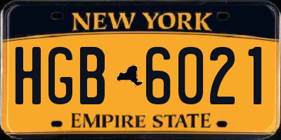 NY license plate HGB6021