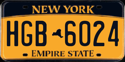 NY license plate HGB6024