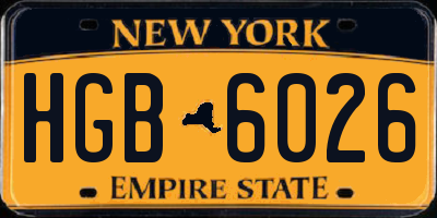 NY license plate HGB6026