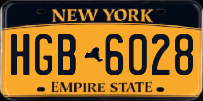 NY license plate HGB6028