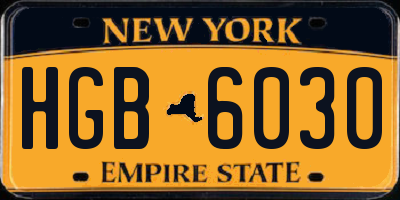 NY license plate HGB6030