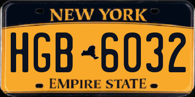 NY license plate HGB6032