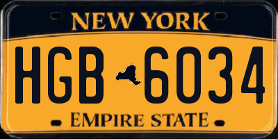 NY license plate HGB6034