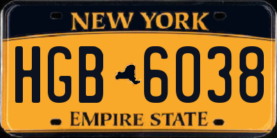 NY license plate HGB6038