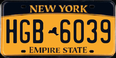 NY license plate HGB6039