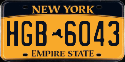 NY license plate HGB6043