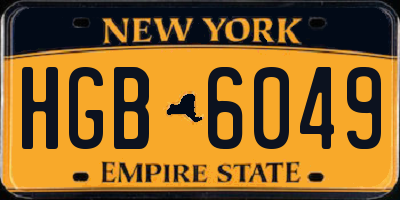 NY license plate HGB6049